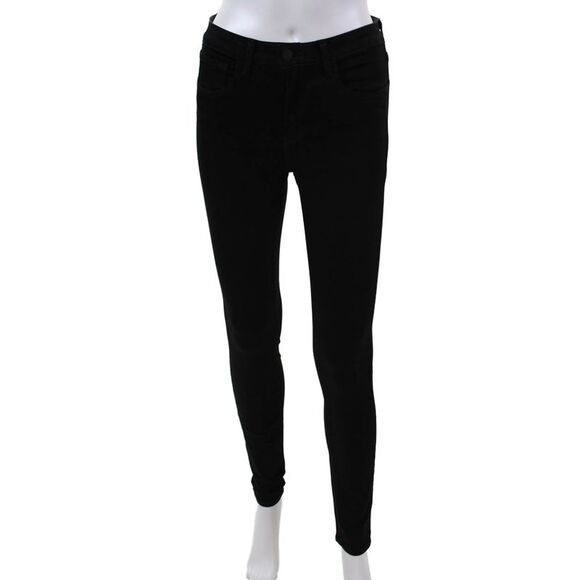 L'Agence Denim - L'Agence Womens High Rise Skinny Leg Marguerite Jeans Black Cotton Size 26